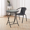 Outdoor Furniture Round Table Glass Top Coffee Dining Balcony Leisure Chair Seat
