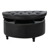 Round Storage Ottoman Stool Seat Upholstered Coffee Table for Living Bedroom