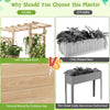 Indoor Outdoor Wood Planter with Arch Trellis & Hanging Roof-Natural