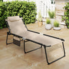 Portable Patio Sun Lounger with Detachable Pillow & Pocket-Beige