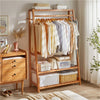 Heavy Duty Bamboo Clothes Rail Coat Rack Garment Stand Shoe Storage Corner Shelf