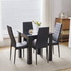 Small Space Dining Set 5Pcs Square Dining Table+ 4 Dining Chair Set Black Wooden
