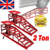 2x Car Ramps Lift 2 Ton Hydraulic Lifting Jack Height Adjustable Garage Workshop