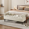 126CM Beige Linen Button Chesterfield Ottoman Storage Bench Bed End Window Seat