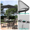 1.2m Rectangle Black Garden Table Glass Patio Bistro Dining Table &Umbrella Hole