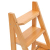 Wooden Ladder Stool 4 Steps Folding Convertible Chair For Warehouse and Library