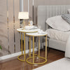 Set of 2 Round Nesting End Table Stacking Coffee Table Slate Top for Side Corner