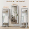 Full Length Crushed Diamond Wall Mirror Crystal Glass Silver Rectangle Dressing