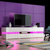 White Modern 177cm TV Unit Stand Cabinet High Gloss & Matt body with LED Lights