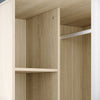 High Gloss Corner Wardrobe White&Oak Bedroom Furniture with Hanging Rail Shelves