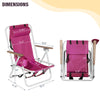 Portable Camping Folding Beach Chair Set of 2 for Adults W/ Headrest&Cup Holder