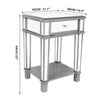 2 Tier Luxury Silver Mirrored Side Table Nightstand w/ Drawer Sofa Side Bedside