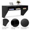 Wall Mounted Floating Computer Desk with 3 Storage Compartments（Black）