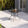 Black Garden Table 80cm Square Patio Bistro Glass Top Dining Table &Parasol Hole