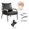 PU Single Sofa Wood Arm Metal Frame Comfort Save Space Office Home Hotel Lounge