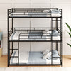 Metal Triple Bunk Bed Heavy Duty Triple Bed with 2 Ladders-Black