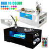 High Gloss Coffee Table With Storage 2 Drawer Wooden Living Room RGB LED Lights