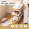 Small Sofa Couch Side Table with Lockable Casters-White