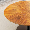 Set of 2 Nesting Coffee Table Round Glass Splicing Wood Grain Tabletop End Table
