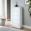 White 5 Chest of High Gloss Drawer Tall Cabinet Handle less Bedroom Furniture