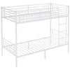 Twins Bunk Bed Metal Frame Single Loft Sleeper Bed W/ Ladder Safety Guardrail UK