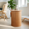 Oak Effect Round Side Table Coffeee Table Panelled Table Home Furniture