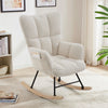 Relax Rocking Chair Teddy Fleece Glider Chair Lounge Rocker Seat w/ Side Pocket
