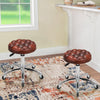 2x Retro Brown Bar Stools Leather Breakfast Kitchen Spa Chair Swivel Office Seat