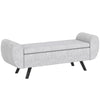 Storage Ottoman with Armrest, Upholstered Linen Storage Bench