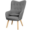 Occasional Scalloped Button High Back Fabric Armchair Sofa Chair Footrest Stool