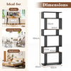 6-Tier Black Bookshelf Geometric Bookcase w/ 2 Anti-Tipping Kits
