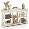 3-Tier Console Table Wooden Sofa Side Table W/ Storage Shelves-White