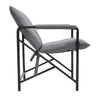 Upholstered Home Leisure Chair Metal Frame Linen Grey Armchair Makeup Side Chair