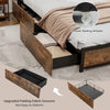 Double Size Bed Frame Metal Platform Bed w/ 4 Storage Drawers & Charging Station