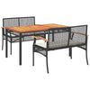 ShCuShan 3 Piece Garden Dining Set with Cushions Black Poly Rattan,Rattan D2R8