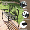 Heavy-Duty Outdoor Seating Park-Style Loveseat w/ Curved Armrests-Black