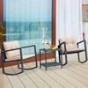 3 Pcs Outdoor Rocking Bistro Set PE Rattan Rocking Chair Set w/Cushion