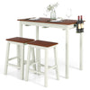 3-Piece Bar Table and Stool Set Kitchen Counter Height Pub Table Dinette Set