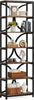 200 cm Tall Bookcase, 6-Tier Industrial Bookcase Narrow Shelf with Metal Frame