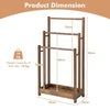 3-Tier Wooden Towel Rack Freestanding 3 Bars Towel Drying Holder Storage Shelf
