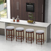 Set of 2 Bar Stools Wooden Counter Height Chair 360° Swivel Kitchen Padded Seat
