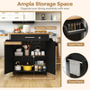 Kitchen Island on Wheels Storage Trolley Cart Drawer Shelves Spice Rack Black