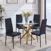 Round Clear Tempered Glass Dining Table Golden Metal Legs Dining Room Kitchen