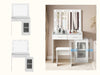Dressing Table LED Bulbs Mirror Glass TopVanity Cabinet Make up Desk Stool Home