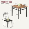 3-Piece Dining Table Set Metal Frame Square Kitchen Table with 2 Chairs