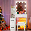 LED Vanity Table Set Sliding Lighted Mirror Dressing Table 6 Drawer Dresser Desk