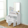 Dressing Table Make-Up Desk Stool Set w/ Mirror Drawer Bedroom Furniture Storage