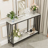 2 Tiers Marble Console Table Narrow Entryway Porch Side Table Partition Cabinet