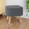 Small Linen Fabric Padded Footstool Footrest Pouffe Wooden Leg StoolHall Chair
