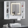White Bathroom Cabinet Wall Mounted Mirrored LED Door Storage Cupboard w/ Shelf